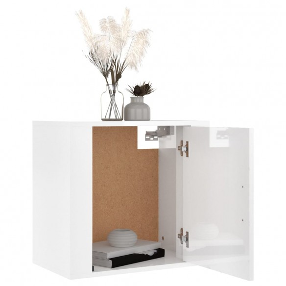 Tables de chevet murales 2 pcs Blanc brillant 50x30x47 cm Tables de chevet murales 2 pcs Blanc brillant 50x30x47 cm