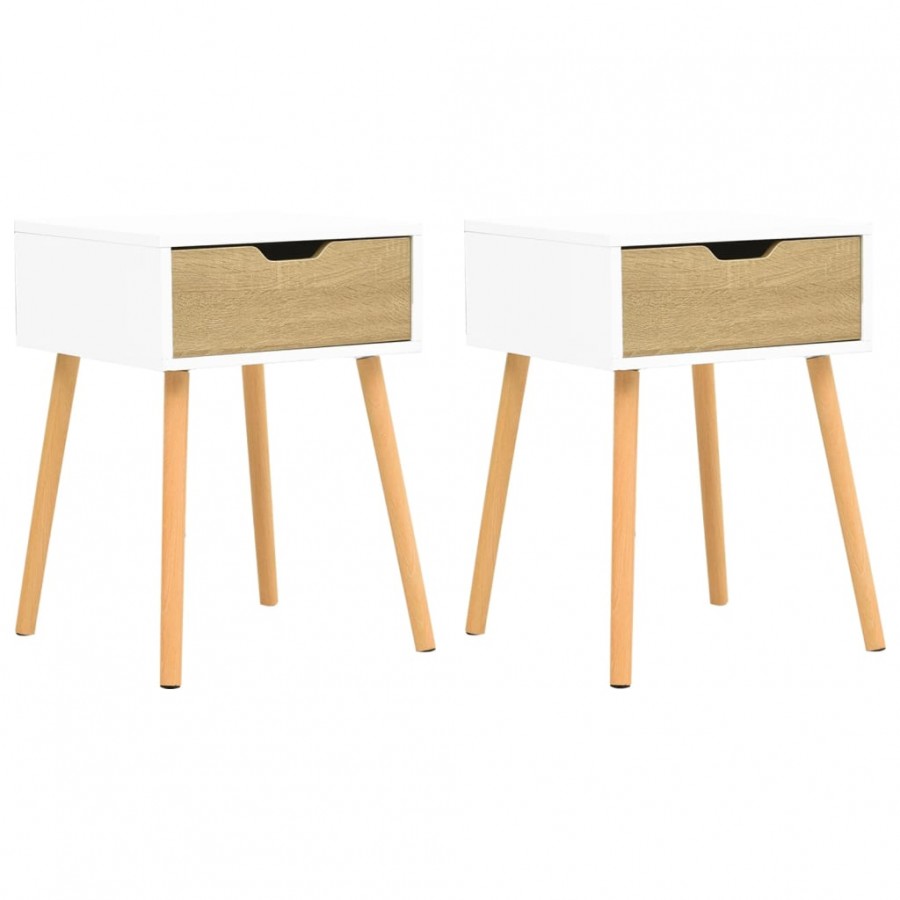 Tables de chevet 2 pcs Blanc/chêne sonoma 40x40x56 cm Aggloméré