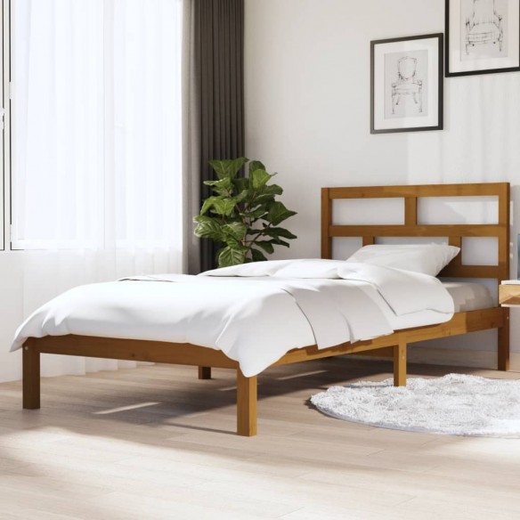 Lit Marron miel Bois de pin massif 100x200 cm