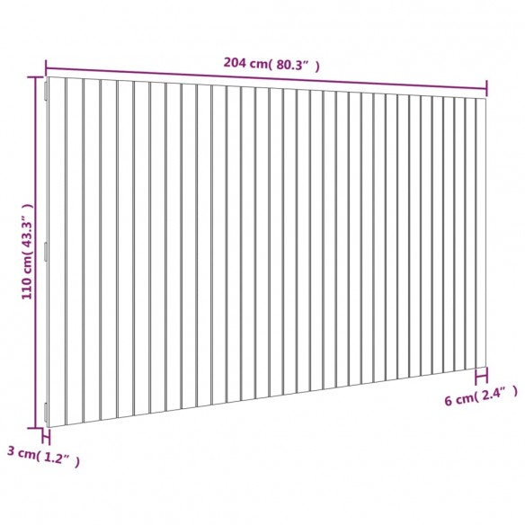 Tête de lit murale Blanc 204x3x110 cm Bois massif de pin