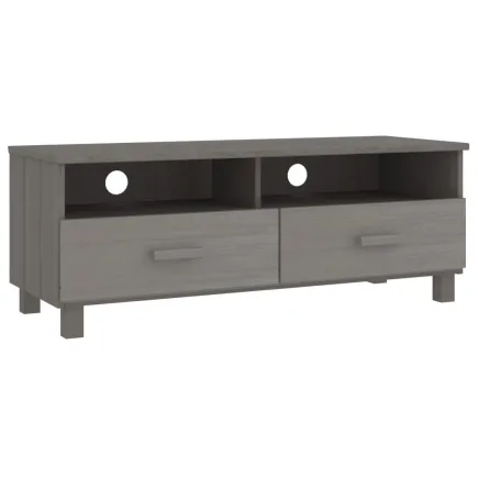 Meuble TV HAMAR Gris clair 106x40x40 cm Bois massif de pin 2