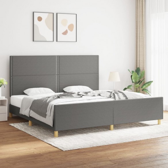 Lit avec tête de lit Gris foncé 200x200 cm Tissu