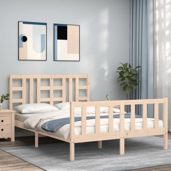 Lit avec tête de lit 140x190 cm bois massif