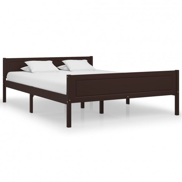 Lit Bois de pin massif Marron foncé 120x200 cm