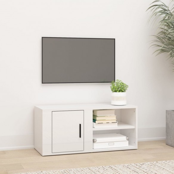 Meuble TV Blanc brillant 80x31,5x36 cm 