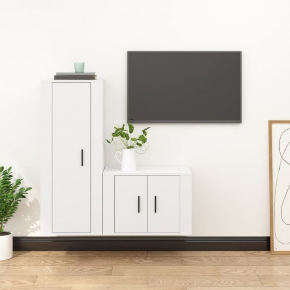 Ensemble de meubles TV 2 pcs Blanc 