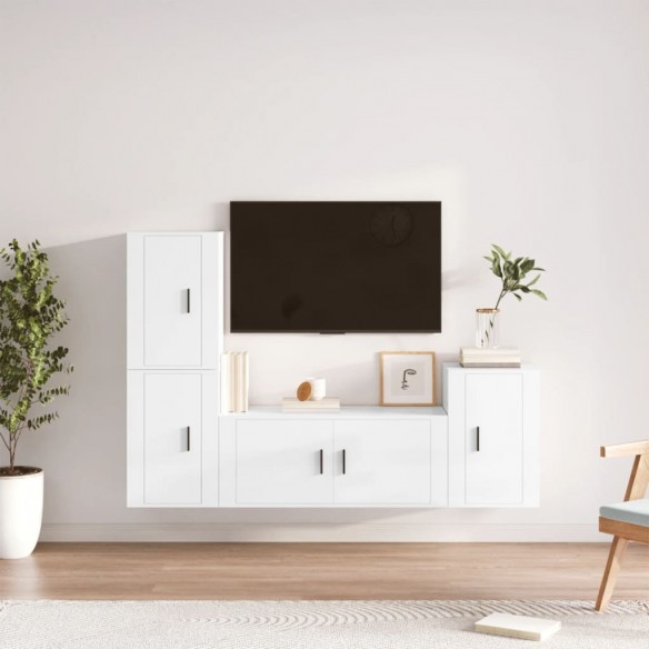 Ensemble de meubles TV 4 pcs Blanc brillant 
