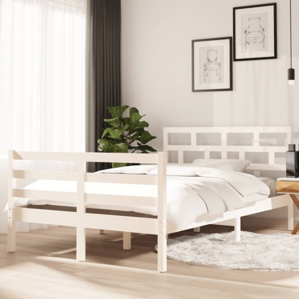 Lit Blanc Bois de pin massif 120x200 cm