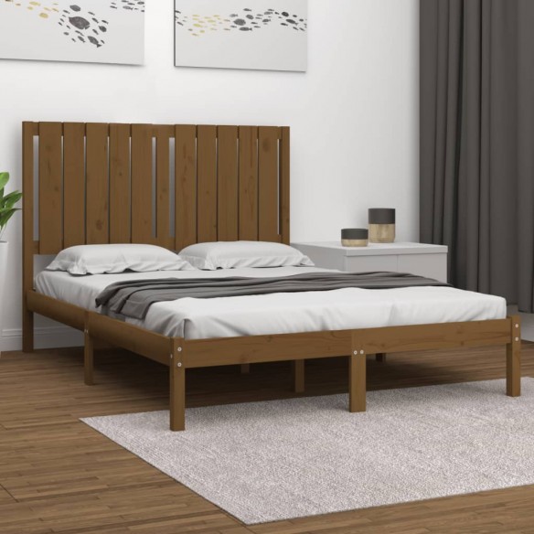 Lit Marron miel Bois de pin massif 120x200 cm