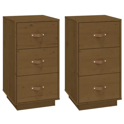 Tables de chevet 2pcs Marron miel 40x40x75cm Bois de pin massif 2