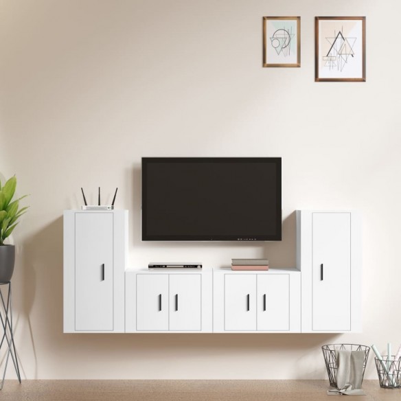 Ensemble de meubles TV 4 pcs Blanc 