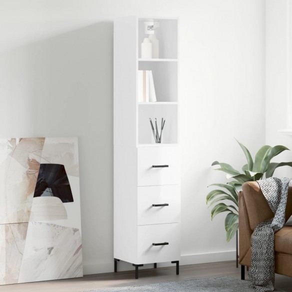 Buffet haut Blanc brillant 34,5x34x180 cm 