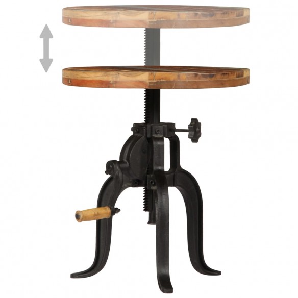 Table d'appoint 45x (45-62) cm Bois de récupération et fonte Table d'appoint 45x (45-62) cm Bois de récupération et fonte