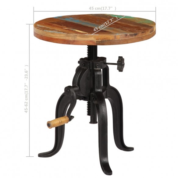 Table d'appoint 45x (45-62) cm Bois de récupération et fonte Table d'appoint 45x (45-62) cm Bois de récupération et fonte