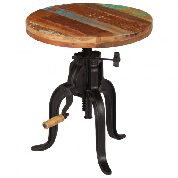 Table d'appoint 45x (45-62) cm Bois de récupération et fonte Table d'appoint 45x (45-62) cm Bois de récupération et fonte