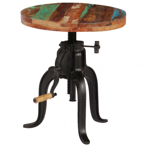 Table d'appoint 45x (45-62) cm Bois de récupération et fonte Table d'appoint 45x (45-62) cm Bois de récupération et fonte