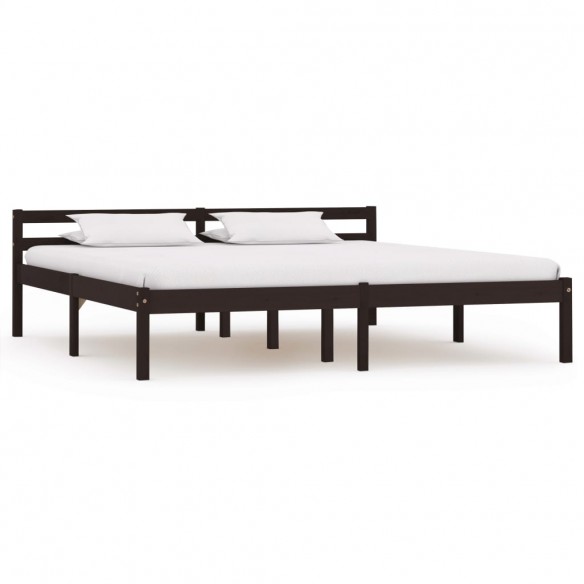 Lit Marron foncé Bois de pin massif 160 x 200 cm