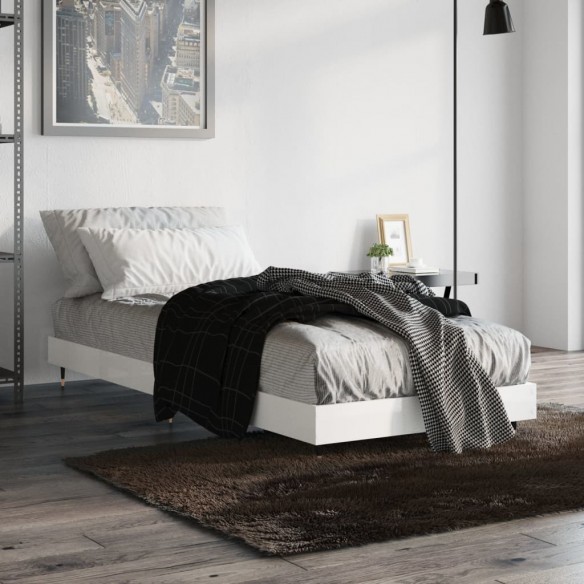 Lit blanc brillant 75x190 cm bois d'ingénierie