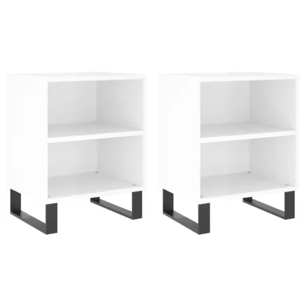 Tables de chevet 2pcs blanc brillant 40x30x50cm bois ingénierie 2