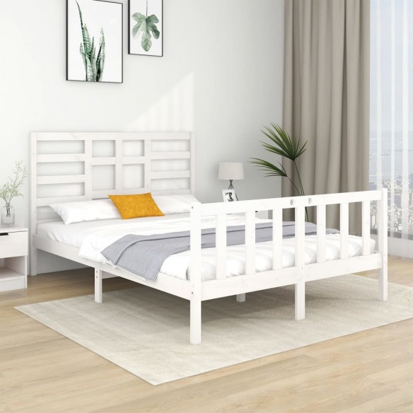 Lit Blanc Bois massif 140x190 cm