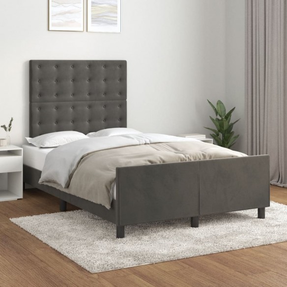 Lit avec tête de lit Gris foncé 120x200 cm Velours