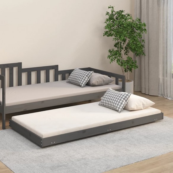 Lit Gris 75x190 cm Bois de pin massif