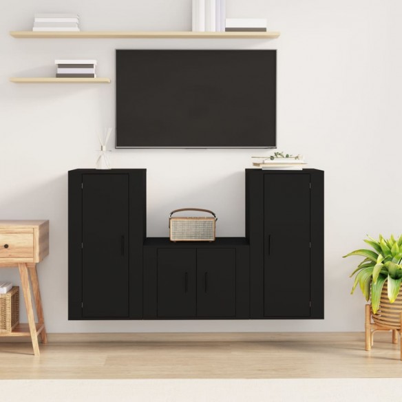 Ensemble de meubles TV 3 pcs Noir 