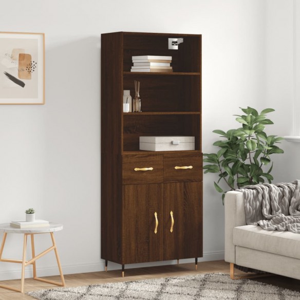 Buffet haut Chêne marron 69,5x34x180 cm 