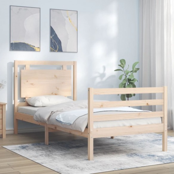 Lit et tête de lit 100x200 cm bois massif