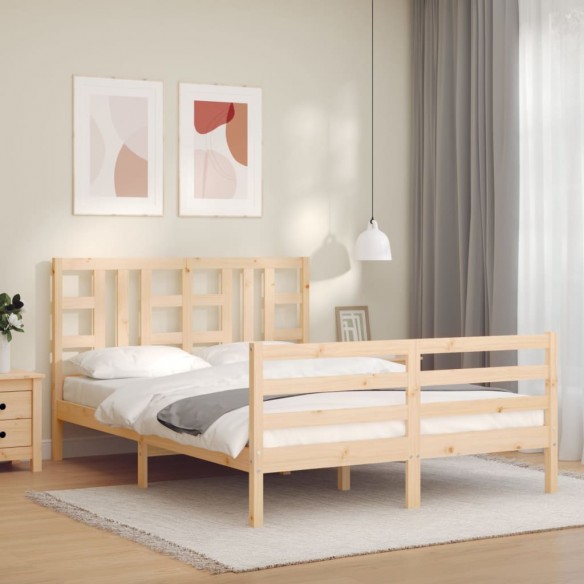 Lit avec tête de lit 140x200 cm bois massif
