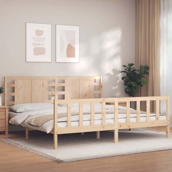 Lit avec tête de lit 200x200 cm bois massif