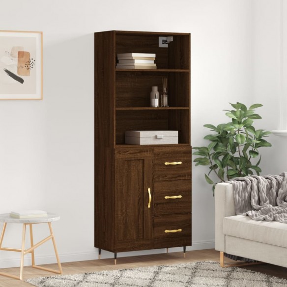 Buffet haut Chêne marron 69,5x34x180 cm 