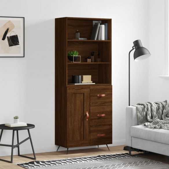 Buffet haut Chêne marron 69,5x34x180 cm 