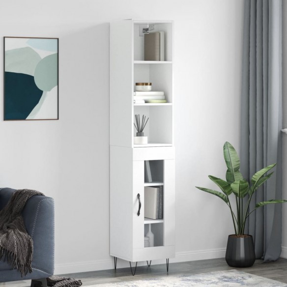 Buffet haut Blanc brillant 34,5x34x180 cm 