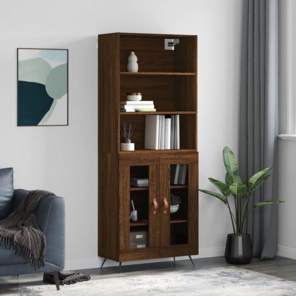 Buffet haut Chêne marron 69,5x34x180 cm 