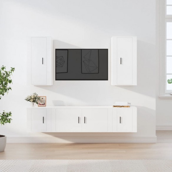 Ensemble de meubles TV 5 pcs Blanc brillant 