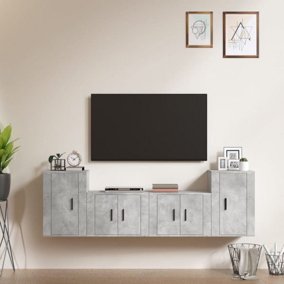 Ensemble de meubles TV 4 pcs Gris béton 