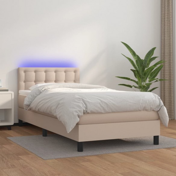 Lit avec matelas et LED Cappuccino 80x200cm
