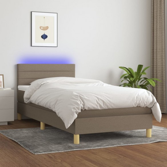 Lit avec matelas LED Taupe 80x200 cm Tissu