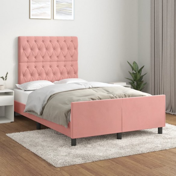 Lit avec tête de lit Rose 120x200 cm Velours