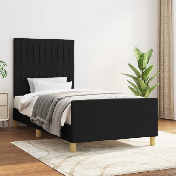 Lit avec tête de lit Noir 80x200 cm Tissu