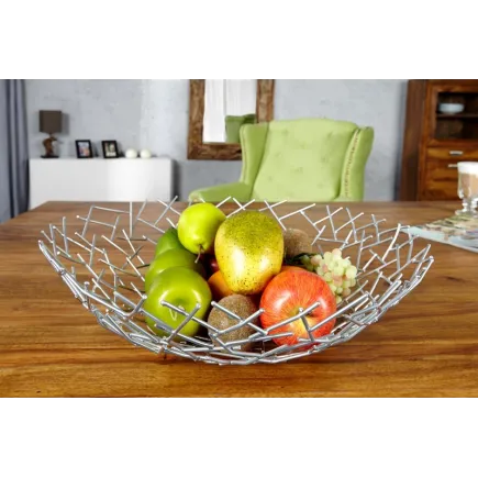 Corbeille de fruit moderne en métal argenté