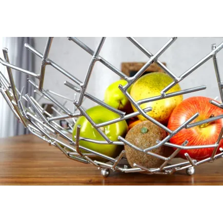 Corbeille de fruit moderne en métal argenté 2