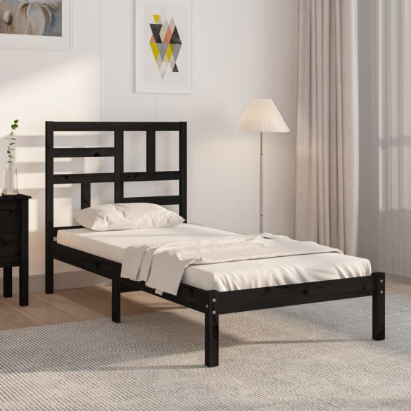 Lit Noir Bois massif 100x200 cm