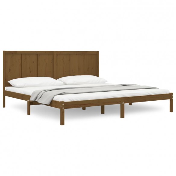 Lit Marron miel Bois de pin massif 200x200 cm