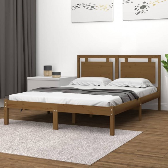 Lit Marron miel Bois massif 120x200 cm