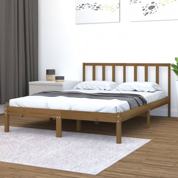 Lit Marron miel Bois de pin massif 120x200 cm