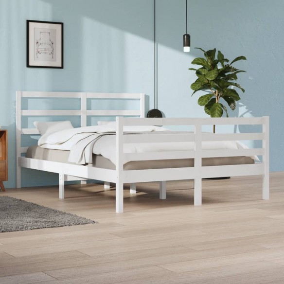 Lit Blanc Bois de pin massif 160x200 cm