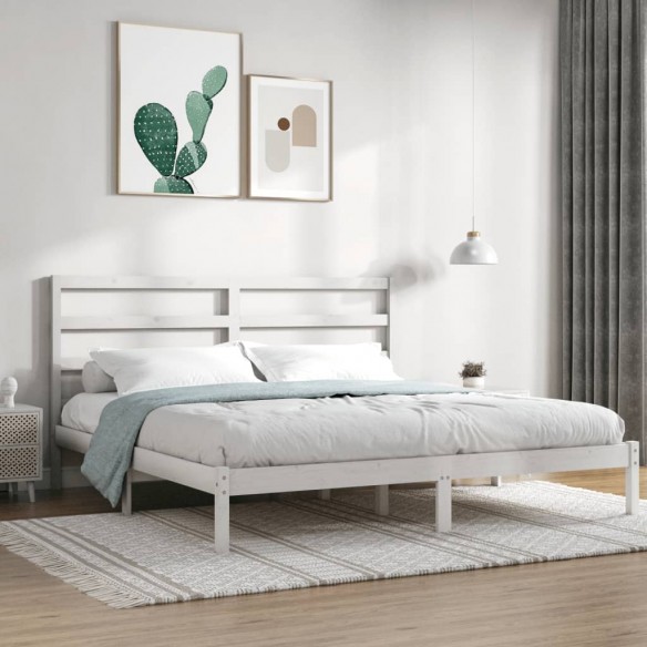 Lit Blanc Bois de pin massif 200x200 cm