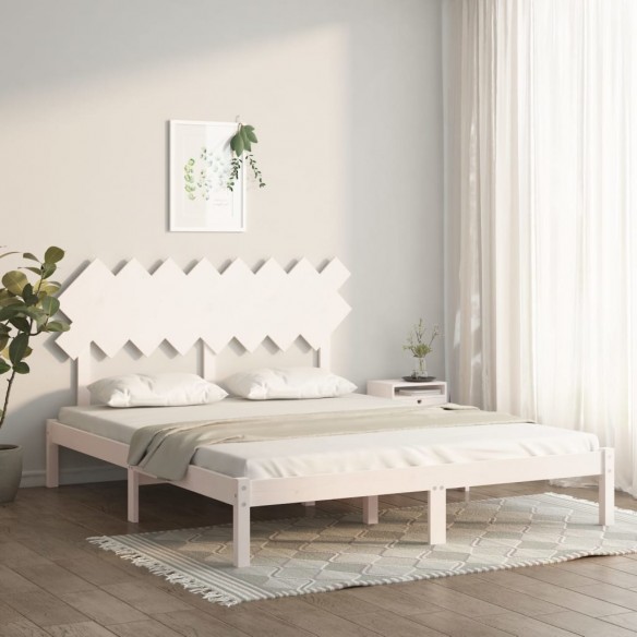 Lit Blanc 160x200 cm Bois massif